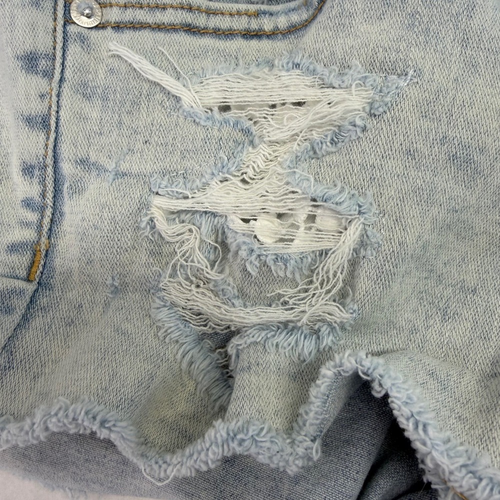 American Eagle Denim Micro Shortie  Shorts Size 4 Low Rise Lace Boho Festival - Picture 6 of 10